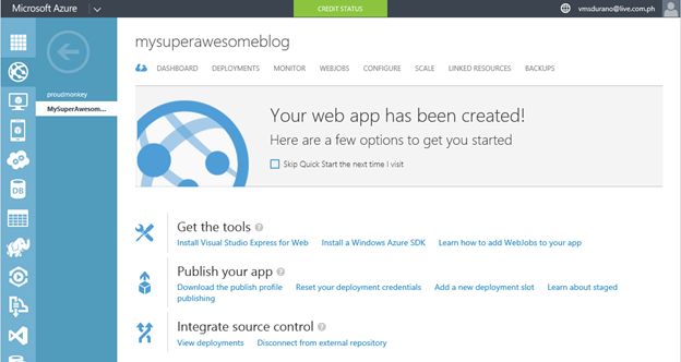 your web app has been created